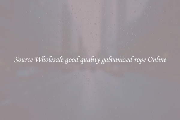 Source Wholesale good quality galvanized rope Online