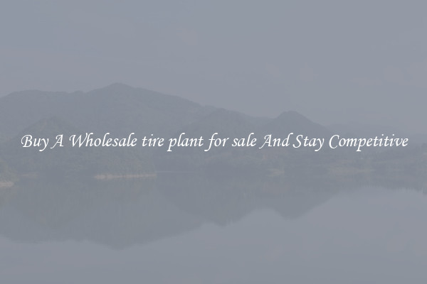 Buy A Wholesale tire plant for sale And Stay Competitive