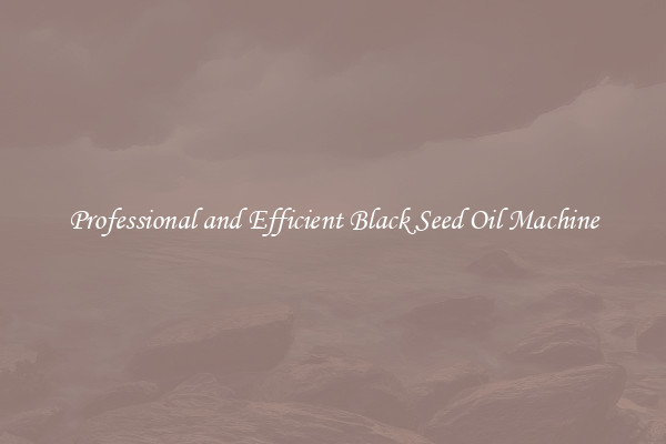 Professional and Efficient Black Seed Oil Machine