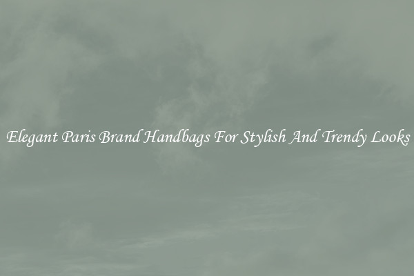 Elegant Paris Brand Handbags For Stylish And Trendy Looks