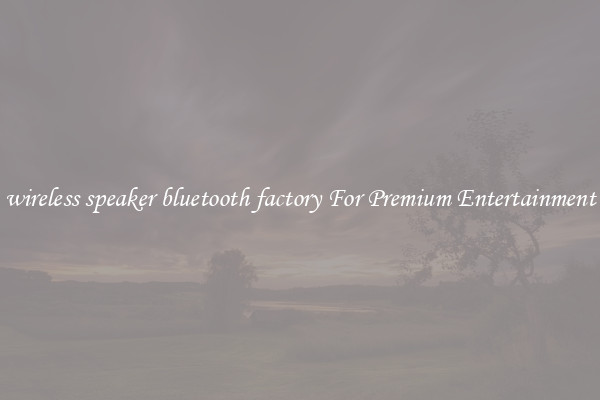 wireless speaker bluetooth factory For Premium Entertainment